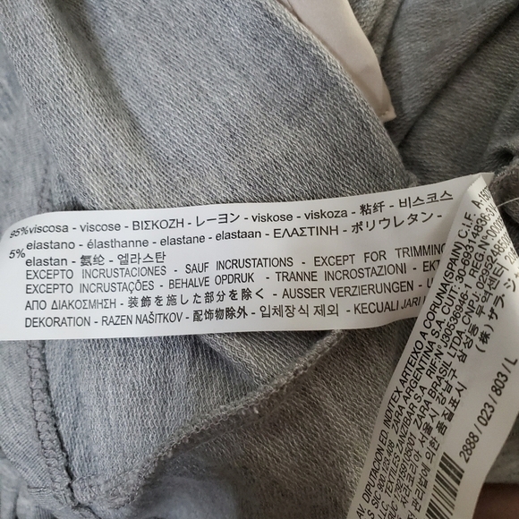 Zara Puff Sleeve Tie Front Sweatshirt Size L Lightweight Cutout Pullover NEW - Picture 10 of 11